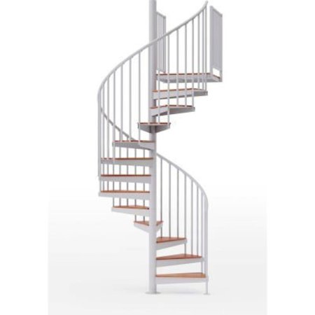 SS INDUSTRIES HOLDING Global Industrial„¢ Condor 42"H Platform Rail Spiral Stair Kit, 60"Dia, 13-1/3'H, Oak Covers, Wht EP60W11W103